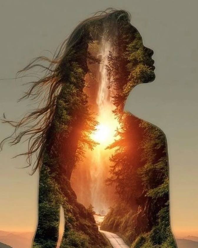 Woman surrounded by golden light representing soul contract release and energetic awakening.